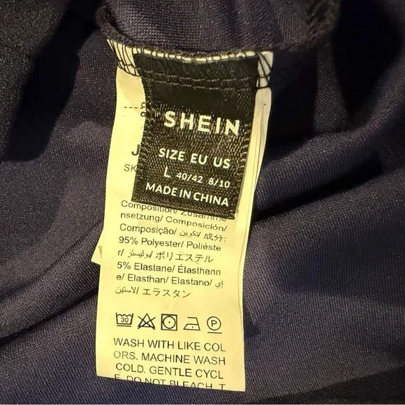 SHEIN Navy Strappy Halter Romper Fit & Flare Skater L - Picture 5 of 5